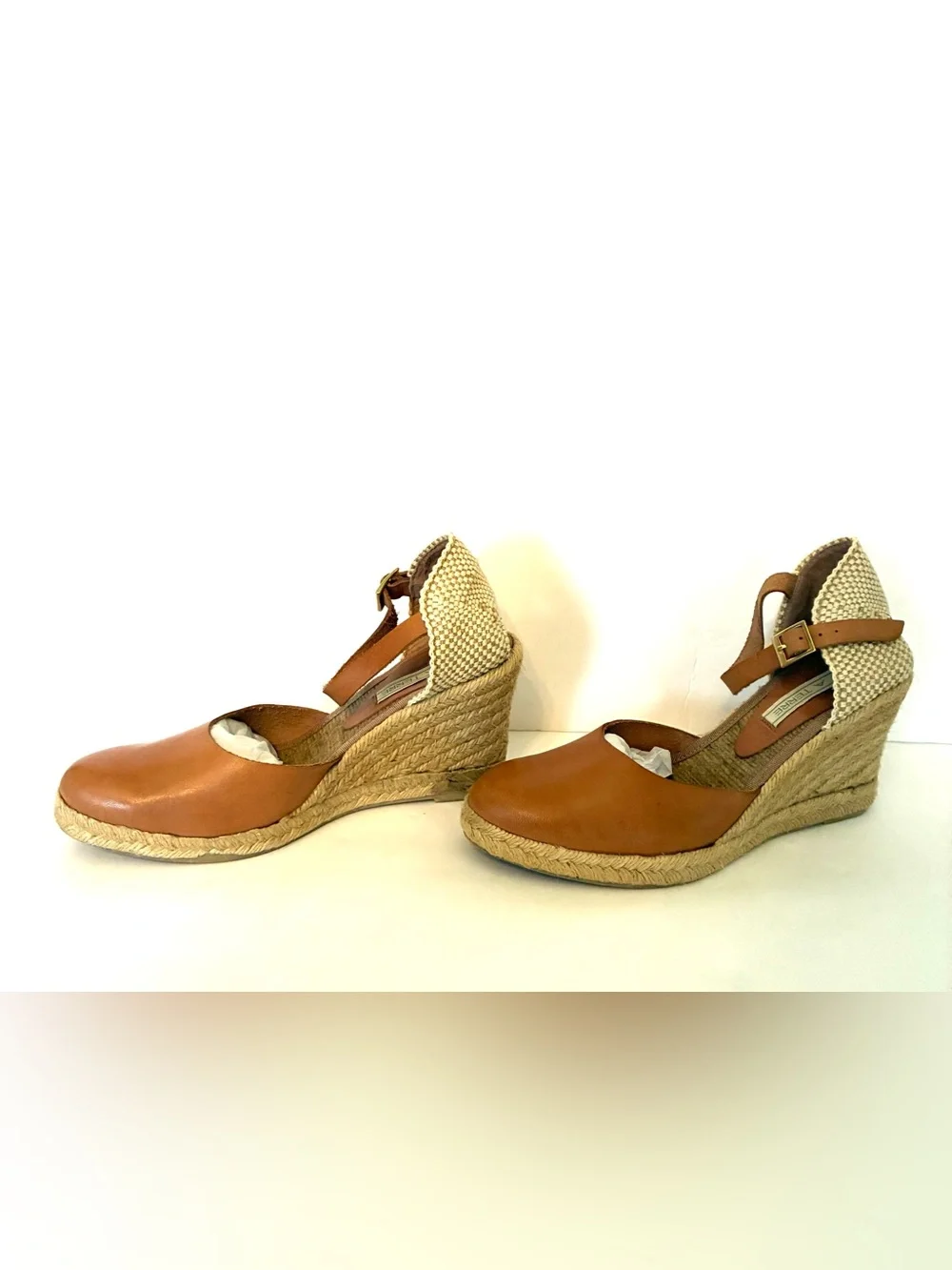 Pied A Terre Leather Espadrille Wedge Sandals Heels Kate Middleton size 40 9